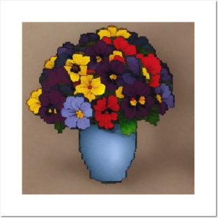 Pansy Retro Vintage Floral Illustration Leaves Posters and Art